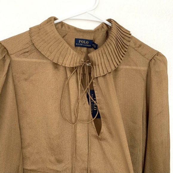 Ralph Lauren Gold Pleated Blouse - Picture 3 of 10